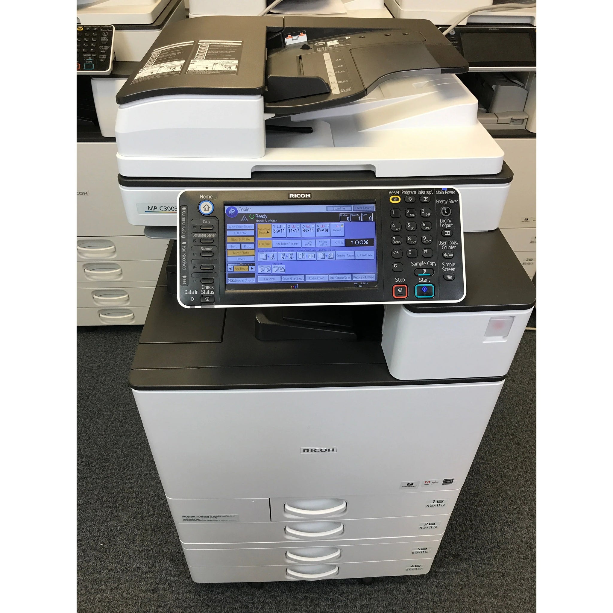 RICOH Aficio MP C3003 A3 Color Laser Multifunction Copier - 30ppm, Copy, Fax, Print, Scan, Auto Duplex, Network, 4 Trays